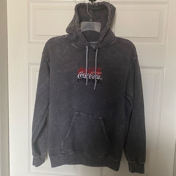 COCA COLA Men’s Distressed Charcoal Hoodie Size S - Picture 1 of 7